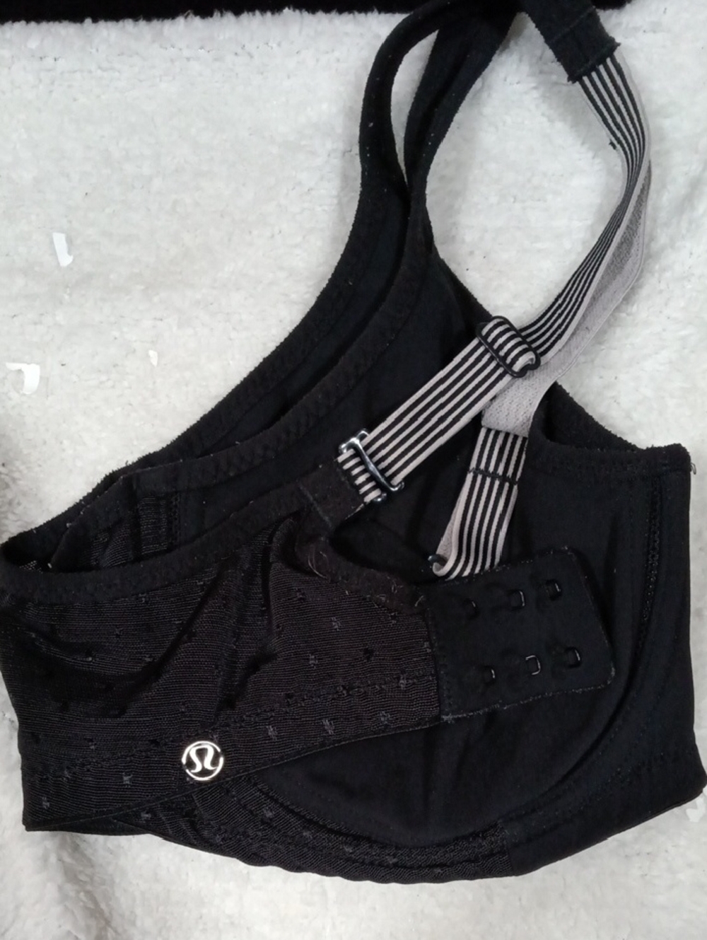 lululemon athletica Black & Gray Striped Adjustable Sports Bra